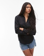 classic linen shirt in black