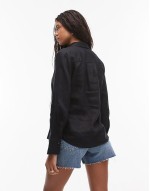 classic linen shirt in black