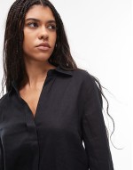 classic linen shirt in black