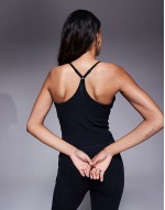 Fuller Bust Icon soft touch yoga cami vest with inner bra in black