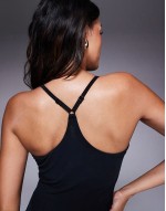 Fuller Bust Icon soft touch yoga cami vest with inner bra in black