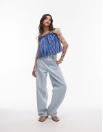 ruched cami top in blue stripe