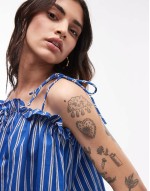 ruched cami top in blue stripe
