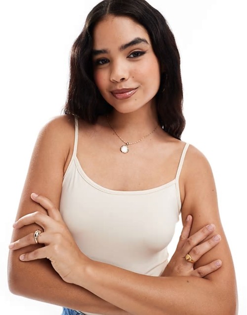 super stretch strappy bodysuit in ecru