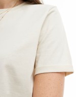 cotton t-shirt with fold up detail in cream