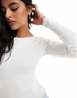 Cotton On staple rib open back bodysuit in white