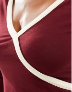 wrap long sve with sporty tipping detail in wine