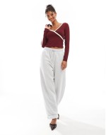 wrap long sve with sporty tipping detail in wine