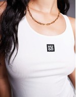 Bodywear co-ord ribbed racer vest in off white