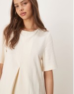 pleat front trapeze t-shirt in white
