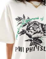 boyfriend fit t-shirt with phi phi islands graphic in cream