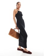 strappy midi dress in black