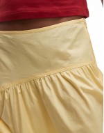 poplin full skirt with curved dropped waistband in yellow