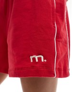 thera piped edge shorts in red and white