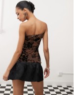 bilancia flocked floral bandeau top in brown