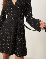 Lydia mini dress in black and white spot