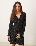 Lydia mini dress in black and white spot