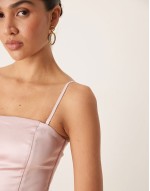 strapless flowy maxi dress in pink