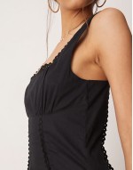 prairie square neck maxi dress with dropped waist in black