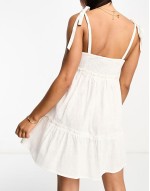 trapeze mini beach summer dress in cream