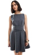 structured mini dress in charcoal