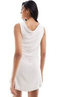fit and flair off shoulder boucle mini dress in cream