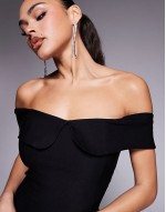foldover skater mini dress in black