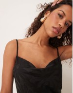 satin floral jacquard maxi dress in black