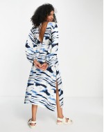 horizontal tie dye riviera midi dress in blue