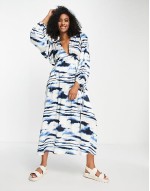 horizontal tie dye riviera midi dress in blue
