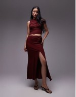 twisted co-ord in burgundy