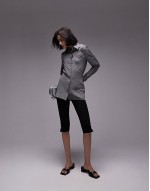 crinkle longline shirt in charcoal